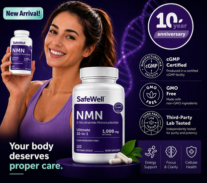 SafeWell™ NMN 10X Blend – Advanced NAD+ Energy & Longevity Complex